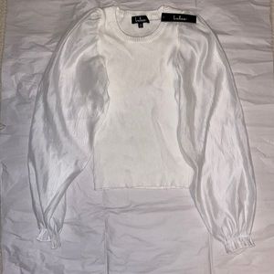 White Long Sleeve Too with See Through White Sleeves